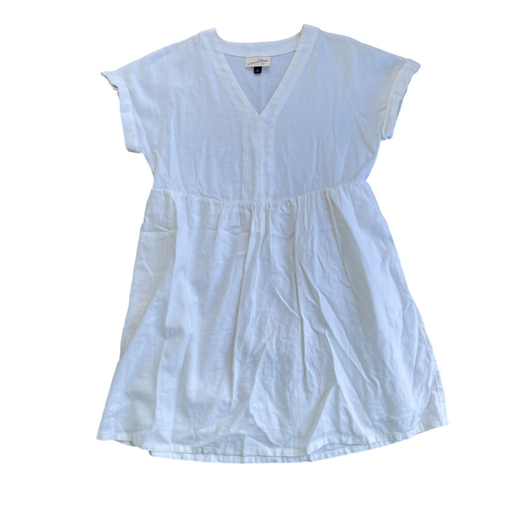 Universal Thread White Linen Blend V Neck Pocket Dress XS Casual Minimal Chic